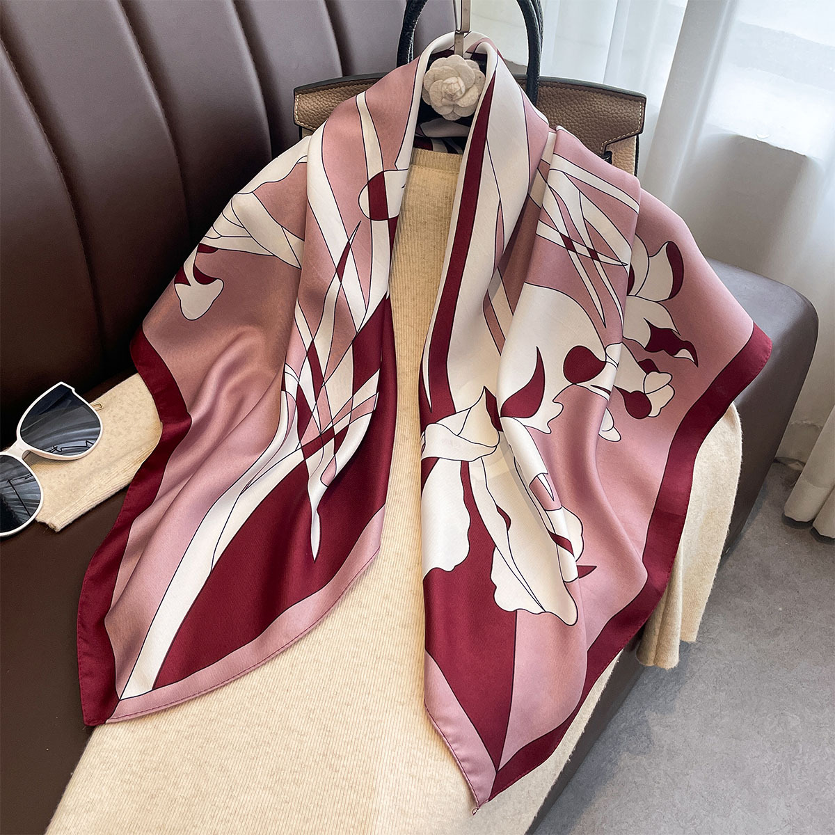 Scarf Silk Square - Selendang Persegi Mewah 90*90Cm Bahan Twill