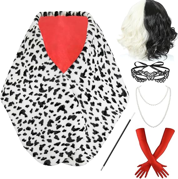Face Scarf Mask - Aksesoris Kostum Cruella Deville untuk Pesta