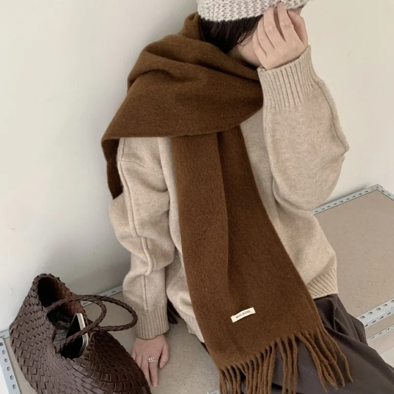Syal Rumbai Polos Bergaya Kore - Muffler Men Wool ulasan dan harga