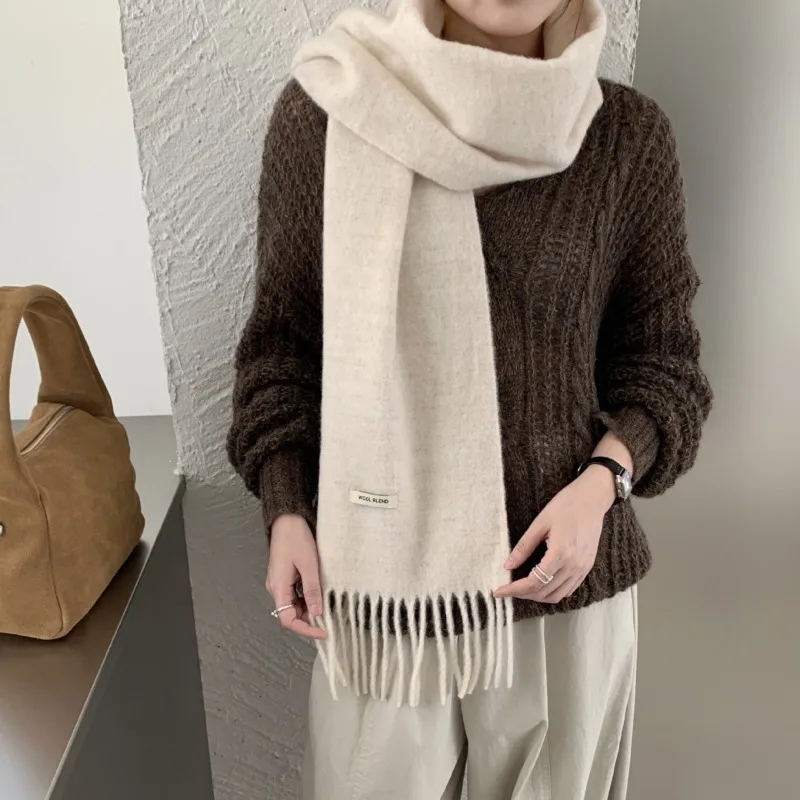Syal Rumbai Polos Bergaya Kore - Muffler Men Wool ulasan dan harga